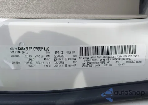 2012 Dodge Grand Caravan Sxt z USA, uszkodzony, nr VIN 2C4RDGCG9CR178870